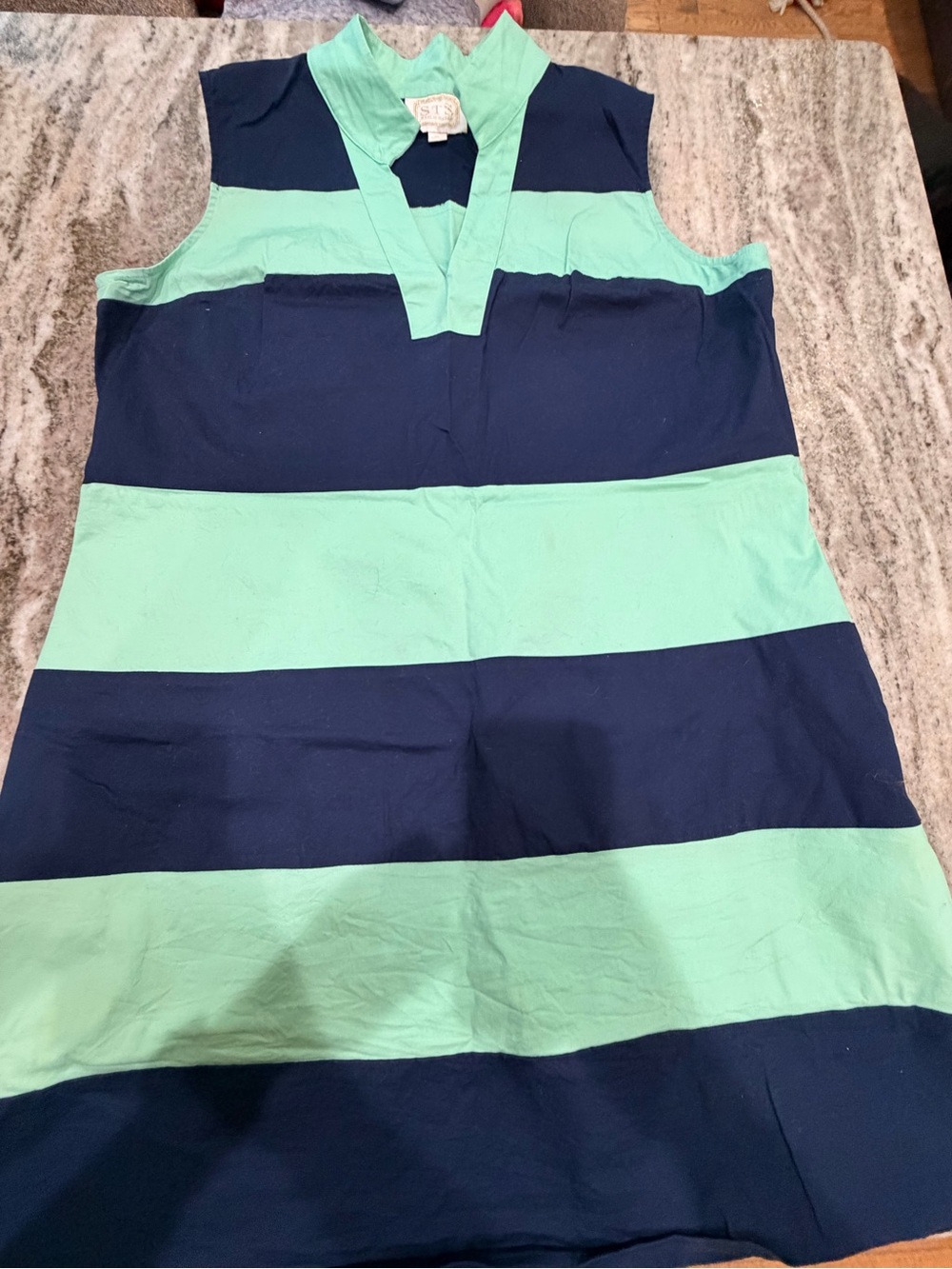 Sail to Sable Navy and Aqua Striped Sleeveless Shift